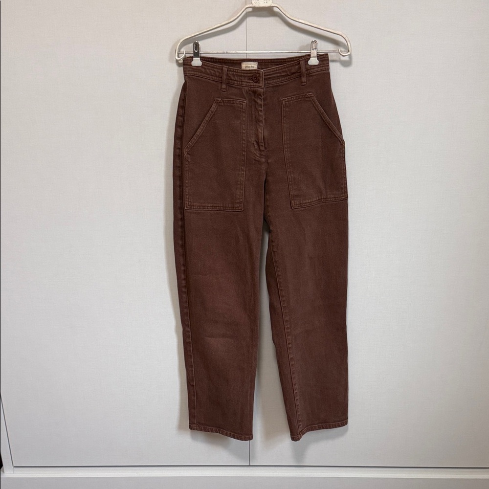 Aritzia Wilfred Free High-Waist Brown Utility Pants